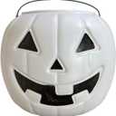 Halloween Pumpkin Treat Pail, White, 8", Trick or Treat Decoration (White)