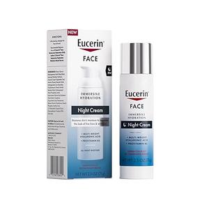 Eucerin Face Immersive Hydration Night Cream with Hyaluronic Acid and Provitamin B5, UltraLightweight Face Moisturizer Smooths Fines Lines and Wrinkles, 2.5 Oz Bottle
