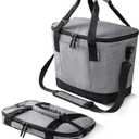 CleverMade Collapsible Insulated Cooler Bag  Leakproof Soft Cooler for Beach, Travel, Car  Bottle Opener (30 Can, Gray Black)