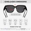 HAOLOTA Polarized Fit Over Glasses Sunglasses for Women Men Trendy Square Wrap Around Shades UV Protection (L Size 01 Black/Grey)