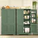 TEENFON 43" H Storage Cabinet with 4 Doors, Kitchen Cabinet with 6 Door Shelves, Kitchen Pantry Cabinets for Living Room, Dining Room, Bathroom, Forest Green