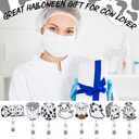 Zeyune 8 Pieces Halloween Ghost Badge Reel Halloween Retractable Badge Holders Cow Ghost Tag Clip Gift for Nurse Doctor Teachers Students