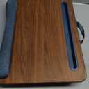 LAPGEAR Portable Laptop Lap Desk with Pillow Cushion, Anti-Slip Strip, Tablet or Phone Storage Slot, Pen and Pencil Pocket, and Wrist Rest - Espresso Woodgrain - Fits 17.3" Laptops - Style No. 91342