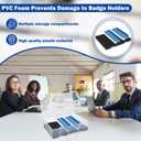 Foam Name Badge Holder with case (Holds 48 Badges) Foam Name Badge Holder Tray ID Badge Tray Organizer Clear Name Tag Holders for Desk Office School