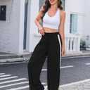 Totatuit Wide Leg Track Pants for Women Baggy Joggers Drawstring Trendy | Skin-Friendly Lightweight Material, Moisture Wicking Breathable Design, Four-Season Layering and Workout Ready (Black)