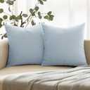 ANRODUO Pack of 2 Velvet Light Blue Throw Pillow Covers Decorative Pillow Covers Euro Cushion Case Soft Solid Square Cozy Modern Home Decorations Pillowcase for Sofa Couch Bed Room Decor 18x 18 Inch (18" x 18" (Pack of 2))