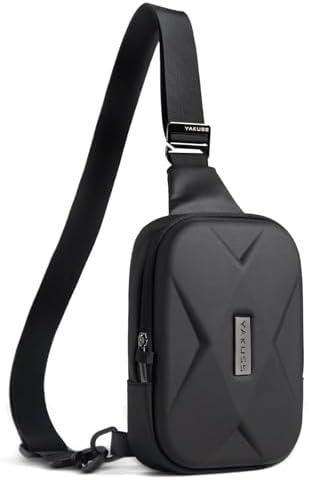 YaKuss Hard Shell Sling Bag for Men and Women, Waterproof Anti-Theft bag for Travel, Men Crossbody Bags for gift, (Black）