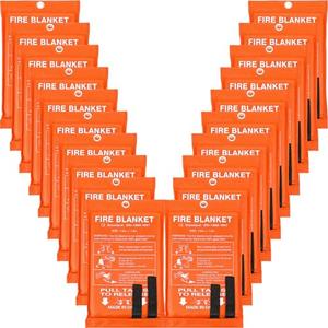 Macarrie 20 Pack Fire Blankets 39” x 39” Fire Blanket Emergency for Home and Kitchen Extinguisher Blankets Fiberglass Suppression Blanket Safety Fireproof Survival for Car Office Warehouse (Orange)