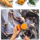Kitchenville Glass Cutting Board 20x16: Tempered Glass Kitchen Counter Protector - Durable- Scratch-Resistant, Heat-Proof - Design 8 - Grey & Gold