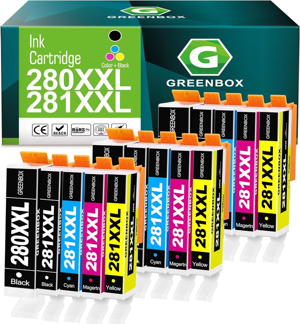 15-Pack PGI-280XXL/CLI-281XXL Ink Cartridges Replacement for Canon 280 281 XXL Ink Cartridges 280XL 281XL for TR8620a TR8620 TS702a TS9520 TS9521C TR8520 TS6220 TS6320 TS8220 Printer
