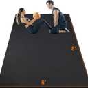 anngrowy Large Exercise Mat 8'x5'x7mm Workout Mat for Home Gym Mats Exercise Gym Flooring Rubber Fitness Mat Large Yoga Mat Cardio for Weightlifting, Jump Rope, MMA, Stretch, Plyo, HIIT, Shoe-Friendly