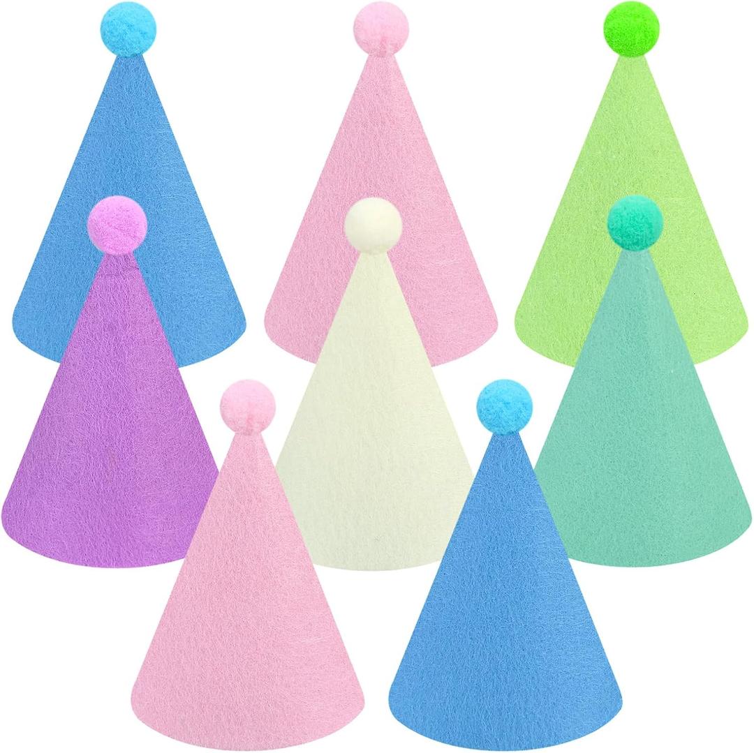 12 Pack Birthday Party Hats Adult Felt Cone Hats Adult For Birthday, Anniversary, Bridal Shower (Already Assembly)