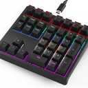 Gurjot Number Pad, Mechanical USB Wired Numeric Keypad with RGB LED Backlit,34 Keys Numpad Keyboard with PBT Keycaps Blue Switches for Windows/Mac Laptop,Computer,Desktop,PC,Notebook (Black)