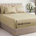 Extra Deep King Sheet Set - 6 Piece Breathable and Cooling Sheets - Hotel Luxury Bed Sheets Set - Easy & Secure Fit - Soft, Wrinkle Free and Comfy Sheets Set - Beige Sheet Set with Extra Deep Pockets
