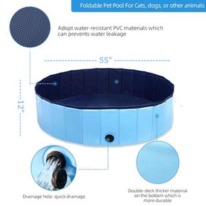 Onirii 55"*12"Foldable Pet Dog Pool,Portable Kiddie Pool,Collapsible PVC Bathing Tub Swimming Pool,Indoor Outdoor Leakproof Cat Dog Pet SPA for Large Medium Small Dogs Cats and Kids