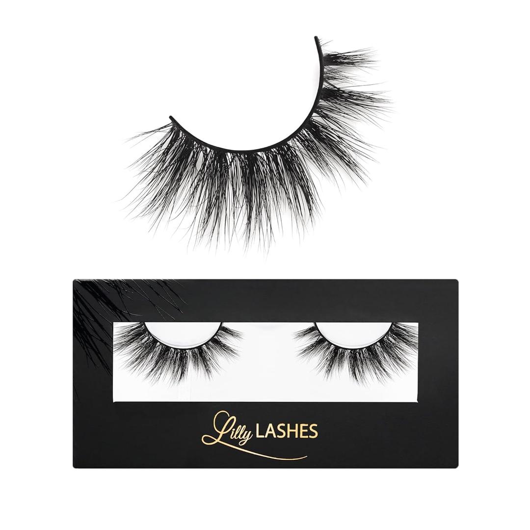 Lilly Lashes Miami Flare 3D Mink Lashes, Mink Eyelashes, The Original Lilly Lash For Wispy & Natural Look, Reusable Eyelashes up to 25x, Fluffy Lashes, Strip Lashes, Lash Glue not Included