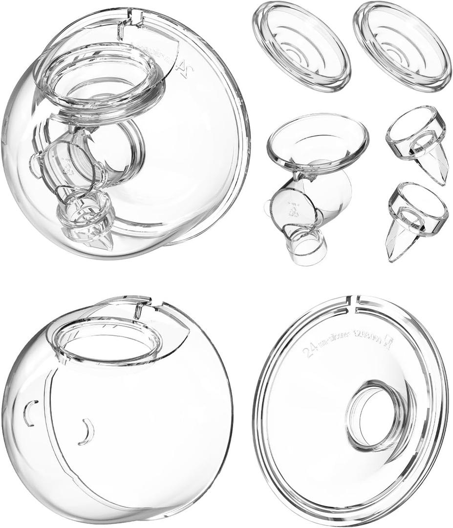 Wearable Breast Pump Replacement Parts, Milk Collector Cup Accessories, Compatible with TSRETE S12 Kmaier S12, Include Duckbill Valve, 24mm Flange, Silicone Diaphragm, Linker