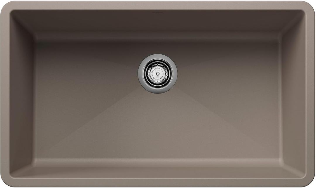 BLANCO, Truffle 441297 PRECIS SILGRANIT Super Single Undermount Kitchen Sink, 32" X 19"