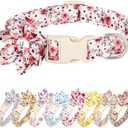 Beirui Cute Spring Dog Collar with Flower, Lightweight Soft Girl Dog Collar for Female Male Dogs, Adjustable Floral Pet Collar for Small Medium Large Dogs(Pink White Flower,S:10-16"), Set of 2