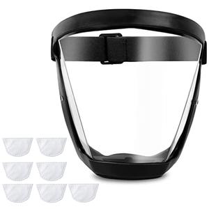 ascavs Full Face Shield for Yard Work & Woodworking, Wide View Clear Visor with Anti-Fog Coating, Breathable Bottom Design, Adjustable Headband (Upgraded Black)