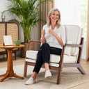 DUMOS Mid Century Modern Accent Chair, 16'' Seat Height Cozy Lounge Chair
Upholstered Armchair with Waist Cushion and Wood Frame for Living Room, Bedroom, Reading Nook, Home Corner, Balcony, Beige
