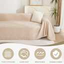 MYSKY HOME Couch Cover 2 Cushion Sofa with Tassel Chenille Sofa Covers for 2 Cushion Couch Sofa Slipcovers for Sectional l Shaped Couch Dogs Protector Furniture Covers, 71" X 118", Khaki