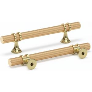 Haliwu 10 Pack Gold Cabinet Pulls, 4 inch Knurled Cabinet Pulls, Champagne Gold Handles Brushed Brass Handles for Dresser, Kitchen Hardware Drawer Dresser Knobs