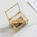 Glass Jewelry Box, Vintage Small Gold Keepsake Box Organizer Box Vanity Lidded Box Home Decor Accent Decorative Box for Storage Trinket Rings Bracelet 1