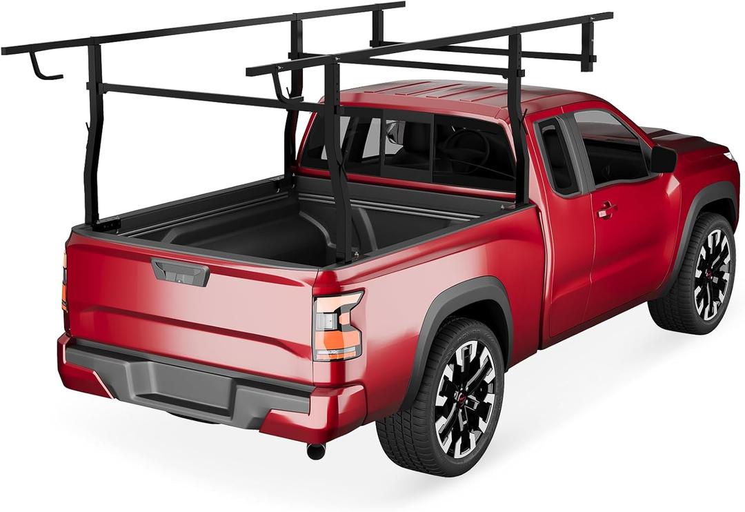 Full Size Steel Truck Ladder Rack, 1000 LBS Universal Over-Cab Ladder Rack for Trucks, 49 in-64 in Adjustable Non-Drilling Pickup Contractor Trailer Ladder Rack for Pickup Truck Kayak