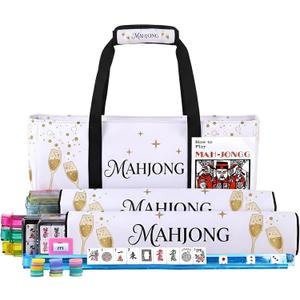 166 Tiles American Mahjong Game Set with 4 Racks & Canvas Carry Bag, Full Complete Mahjong Kit for Adults, 20.87 X 9.45 X 4.33 Inches