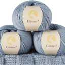 100% Merino Wool Yarn, 6-Ply Luxurious and Soft Yarn for Hand Knitting & Crocheting, 1.76 OZ/50g, 127 yds/116 Meters (Morandi Blue, 3 Balls)
