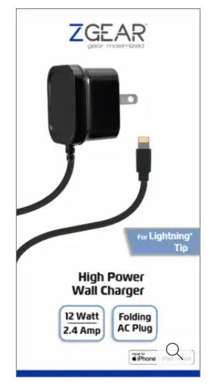 Zgear For Lightning Tip Fast Charge Wall Charger 12 Wall