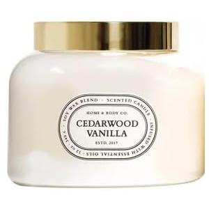 Home&Body Company Scented Candles 12 OZ Fragranced Candle, Soy Blend Wax, Infused with Essential Oils, Home Fragrances, Aromatherapy Home Scented Candles Gift, Scent: Cedarwood Vanilla