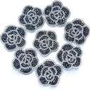 Lot of 8 Bling Rhinestones Camellia Flower Iron on Patches, Heat Transfer Bedazzled Appliques Craft DIY Garment Decoration Accessories