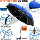 2 PACK Beach Umbrella with Clamp, 360 Adjustable Umbrellas for Chair, UPF50+ Umbrella for Beach Chair, Patio Chair, Wheelchair, Camping Chair, Golf Carts (Chair Not Included)