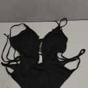 PURFUN Sexy Deep V Neck One Piece Swimsuit Women Adjustable Tie Side Bottom Backless Halter Top Swimwear Holiday Travel Beach Pool Party High Waist Bathing Swimming Suit Black Size XL
