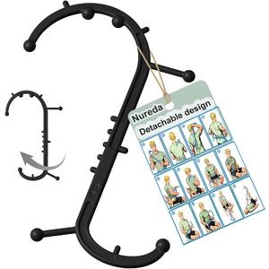 Detachable Trigger Point Massage Cane, Button-Release Design Massage Hook for Back, Neck & Shoulder Pain Relief, Pressure Point Massage Tool for Muscle Recovery (Medium, Black)