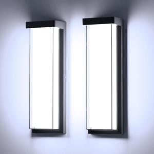 Sytmhoe LED Outdoor Wall Light Fixture,16in Dimmable Modern Porch&Patio Wall Light Fixture,6000K Black Exterior Sconce Light Mounted for House Garage Porch Courtyard(2Packs) (6000k Cool White)