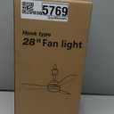 Ceiling Fans with Lights,28" LED Fan Light Hanging with Hook,Hook Type Ceiling Fan,Plug in Ceiling Fan Light,35W,3000-6500k,Remote Control,Portable Fan for Camping Bed,Patios,(Black)
