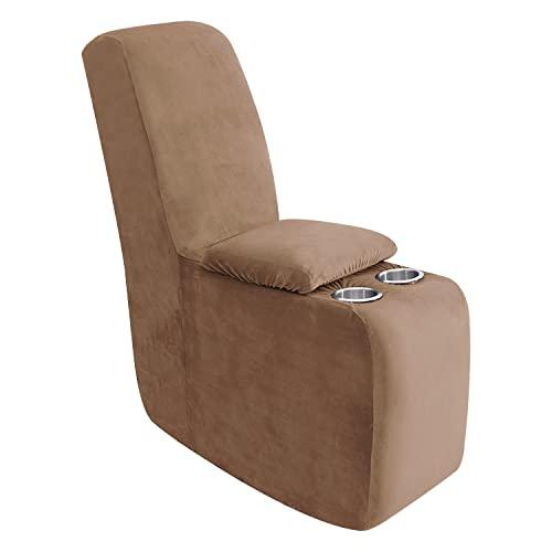 ULTICOR 7-Piece L Shape Sectional Recliner Sofa Covers, Velvet Stretch Reclining Couch Covers for Reclining L Shape Sofa, Thick, Soft, Washable (Sand, 1 Console Cover)