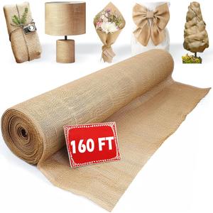 40 x 160 Feet Burlap Roll Multipurpose Burlap Tree Wrap High Density Jute Fiber, Burlap Fabric for Gardening, Weed Barrier, Craft Projects and Party Decor