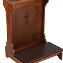 DoubleFill Prayer Bench Stool Solid Wood Prayer Kneeler with Shelf and Cushion Church Prayer Bench Table Chair Padded Kneeler for Kneeling at Home, Religious Gifts, 23 x 20 x 32 Inches (Classic Style)