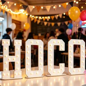 17.3in Homecoming Decorations 2026, Wooden Letters HOCO for Party Decor, 17.3 inch Tall