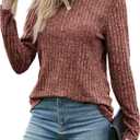 Buauty Womens Long Sleeve Shirt Tunics Tops for Fall Winter Spring, Lightweight Tunic Crew Neck Dressy Sweaters for 2025 (Medium, C02-caramel)