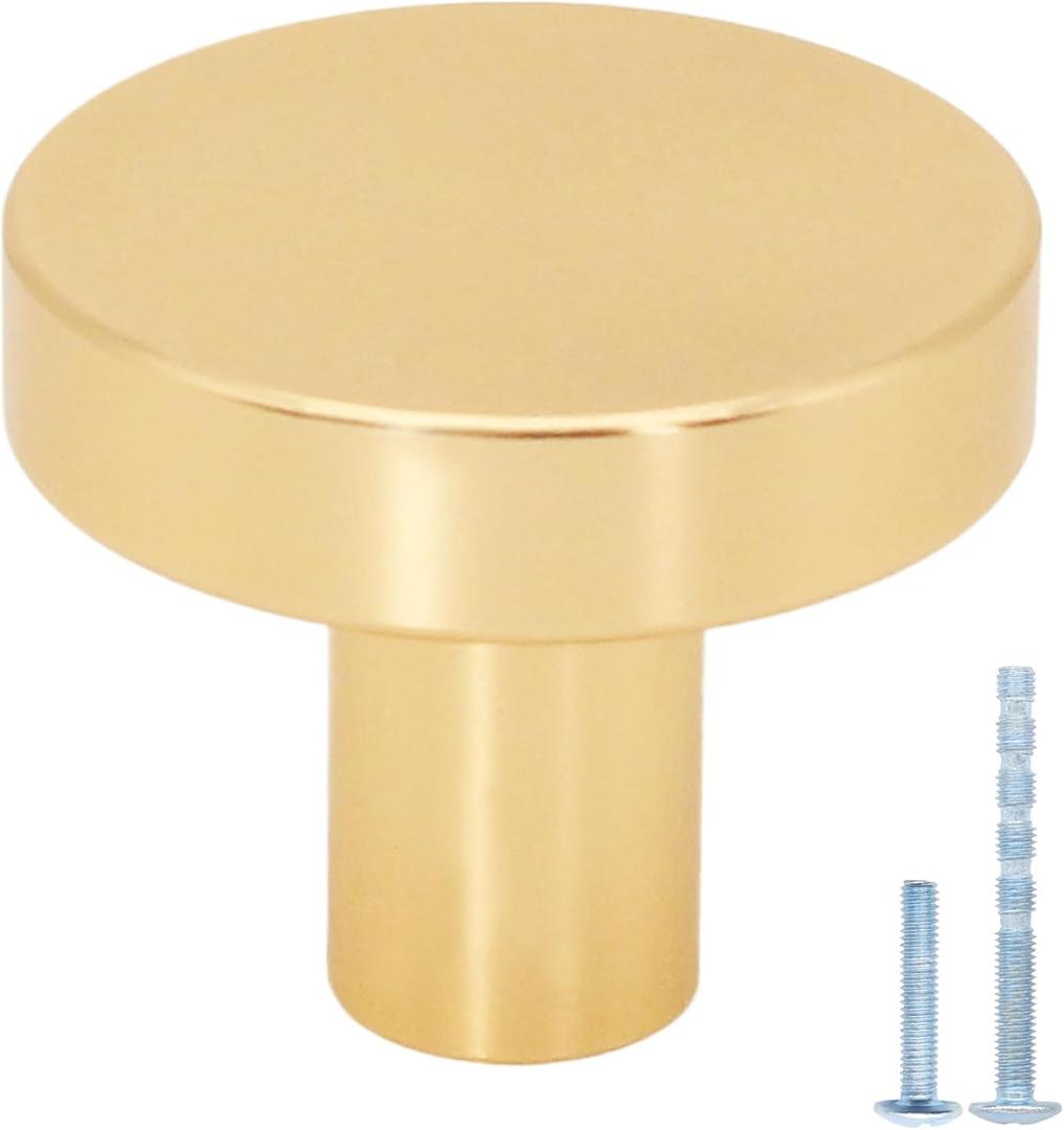 10 Pack Gold Kitchen Cabinet Knobs Brushed Brass Cabinet Knobs, Solid Gold Knobs for Dresser Drawer Knobs, Round Single Hole Knob for Cabinets and Drawers 10 Pack Gold Kitchen Cabinet Knobs Brushed Brass Cabinet Knobs, Solid Gold Knobs for Dresser Drawer Knobs, Round Single Hole Knob for Cabinets and Drawers