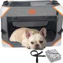 Collapsible Dog Crate-Portable Dog Crates for Small Medium Dogs,4-Door Portable Pet Travel Crate,Sturdy/Breathable/Comfortable,Indoor & Outdoor & Car Back Seat;Soft Dog Blanket (26.0"L x 18.0"W x 18.0"H, Grey-Dog Crate)