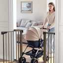 Cumbor 30-46" Baby Gate for Stairs, Auto Close Dog Gate for the House Brown