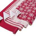 BIOBROWN Christmas Wrapping Paper with Tags and Trim Ribbon - 30" X 10' Per Roll (4 Rolls: 100 sq. ft. ttl.) - Christmas Toile Scene Design for Christmas, Party, Xmas, Holiday