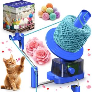 Yarn Winder | Electric Yarn Ball Winder, 13oz Dual Strong Tension Knit Spinner for Crocheting, Automatic Crochet Wheel for Knitting Mothers Day Birthday Gift, Swift Weaving Ball Yarning Cake Roller (Blue)