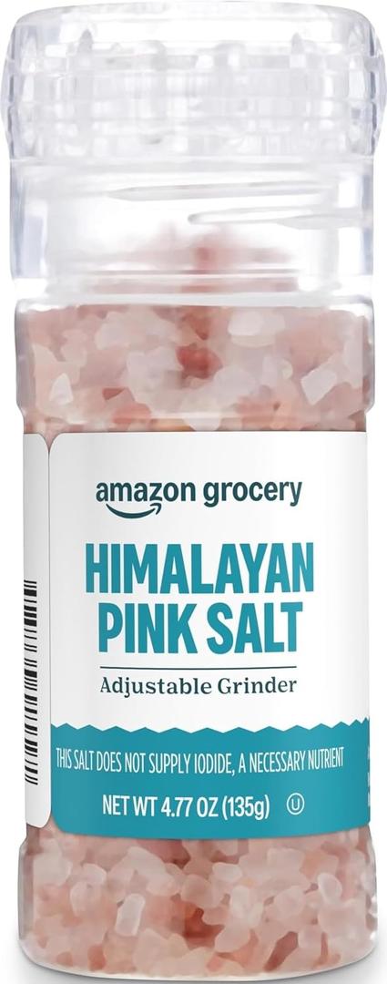 Amazon Grocery, Himalayan Pink Salt Adjustable Grinder, 4.77 Oz (EXP 08/31/27)